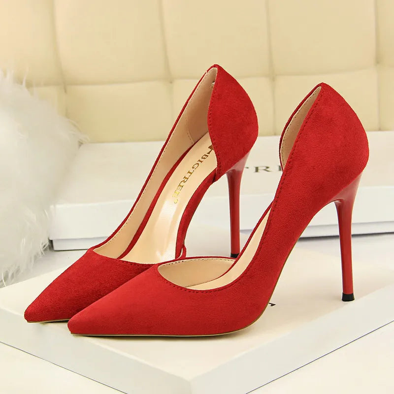 Women Super High Heels Shoes Flock Pumps 3621-3