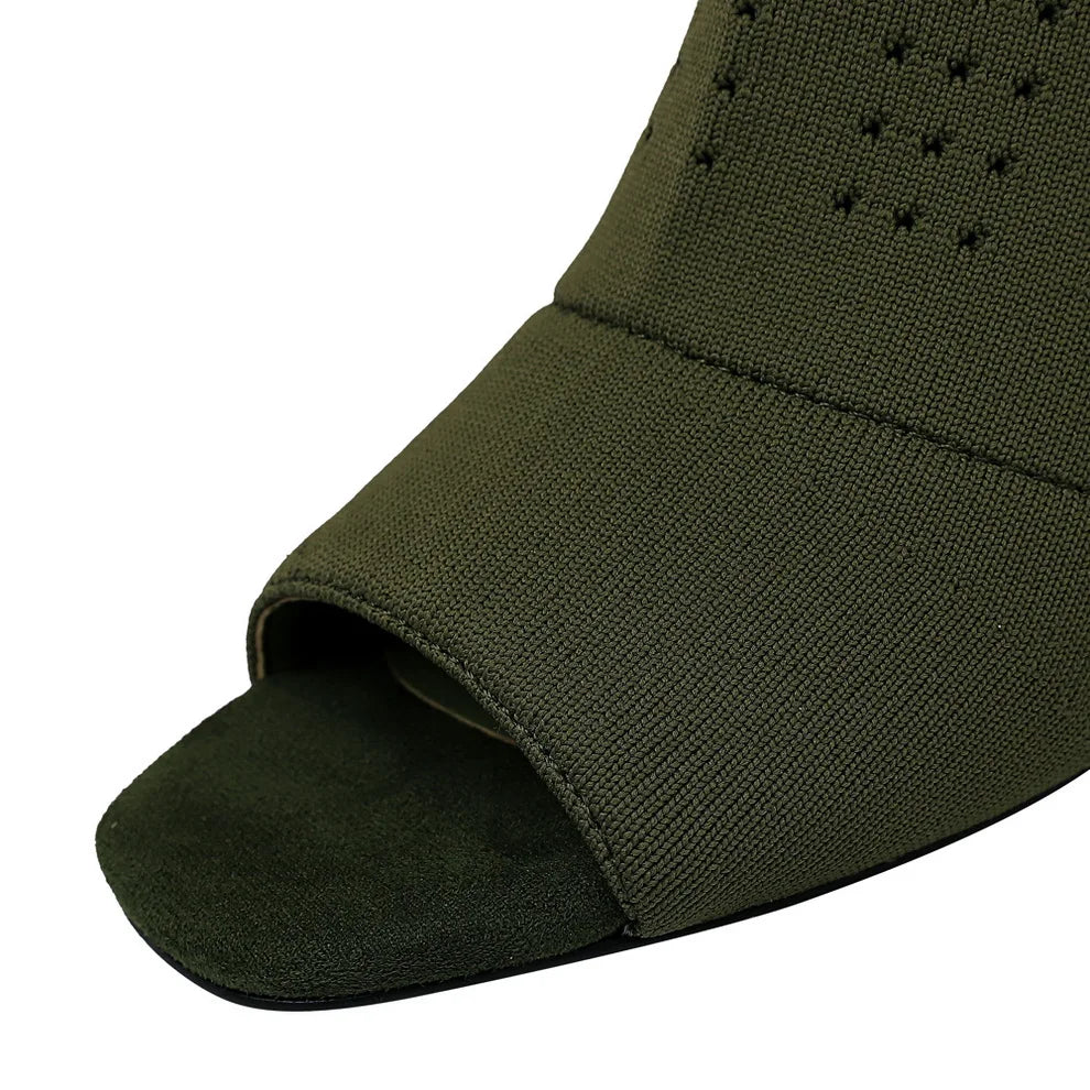 Open Toe Stretch Knit Sock Boots