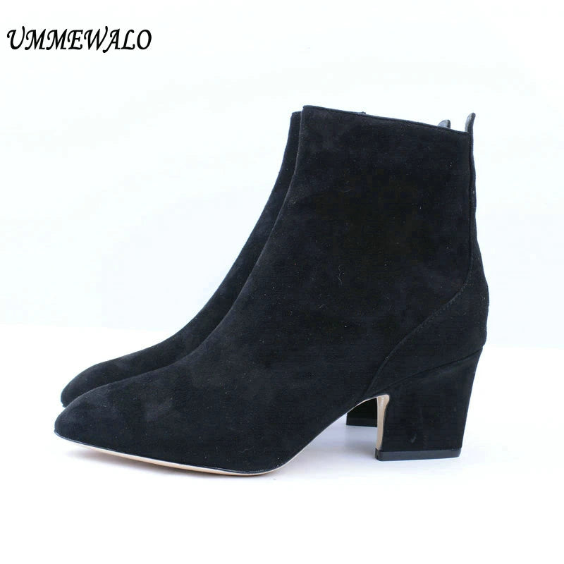 Women Suede Leather High Heel Boots 3851-2