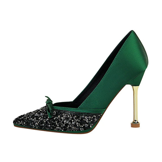 Women Bling Design Pointed Toe Pumps 3261