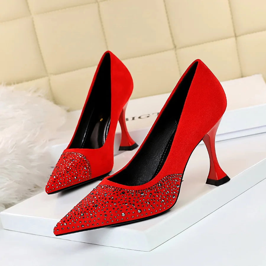 Women's Rhinestone Design Pointed Toe Pumps 3659-1