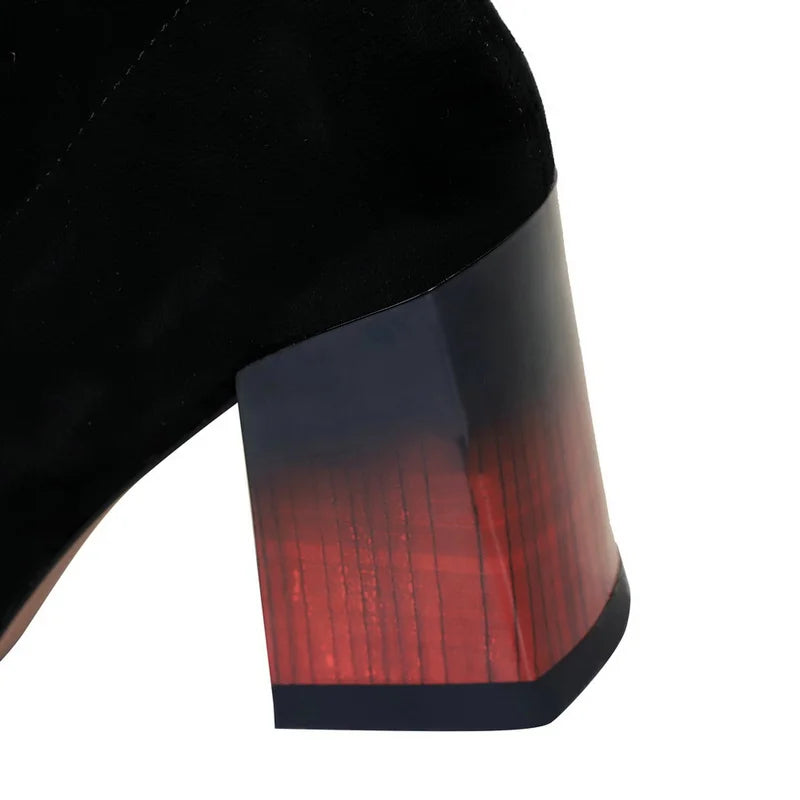 Women Over The Knee High Heels Flock Boots 6246