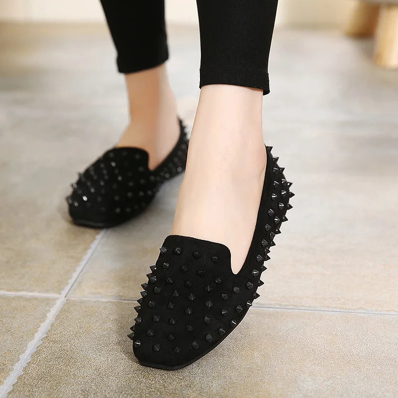 Women Casual Rivets Loafers Studs Shoes 666-3