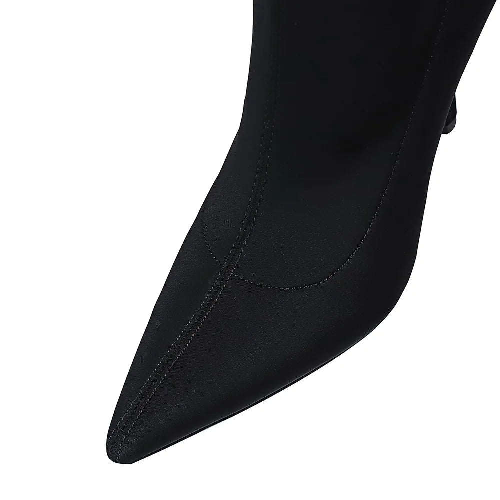 Women Pointed Toe Stretch Over Knee Boots 6513