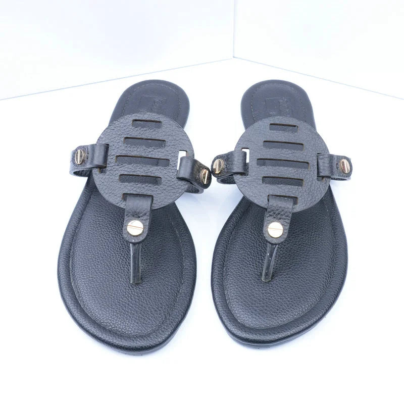 Women Leather Flip Flops Thong Flats Sandals 3865