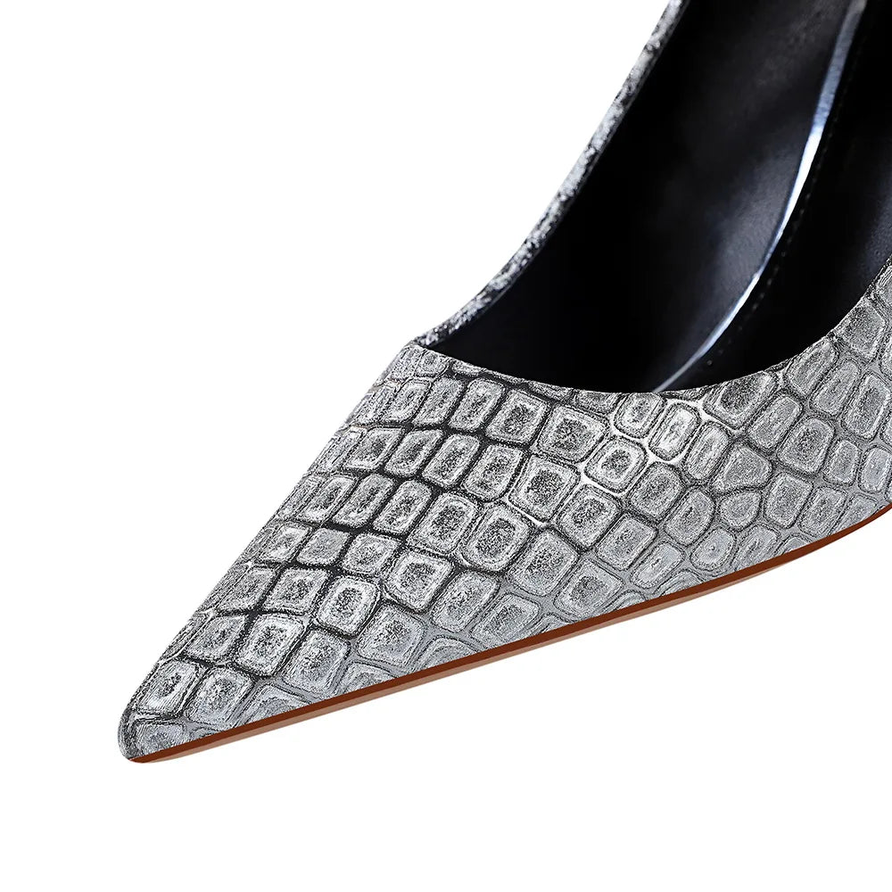 Women Sequined Cloth High Heels Shoes Pumps 361-1