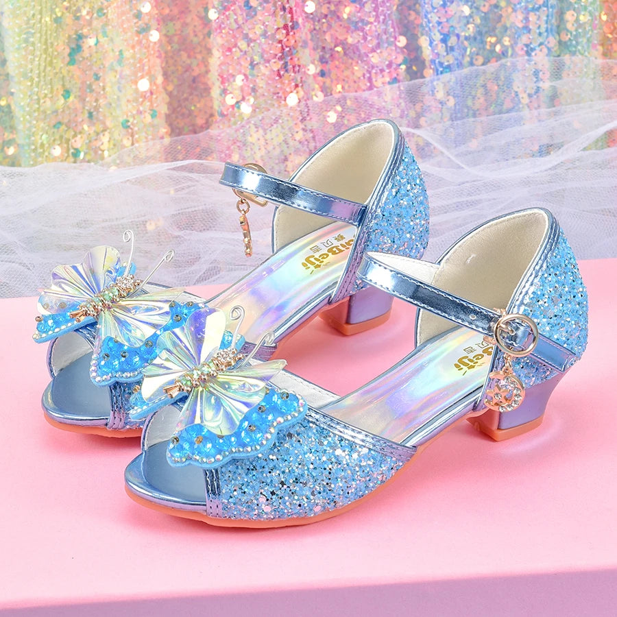 Girls' crystal bow design princess shoes