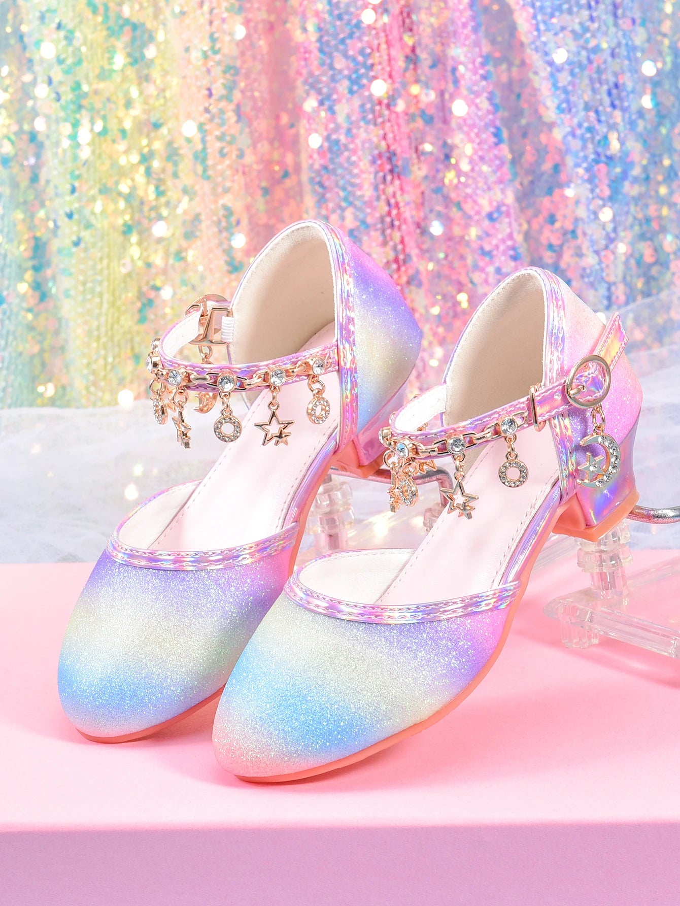 Girl's rainbow color princess shoes