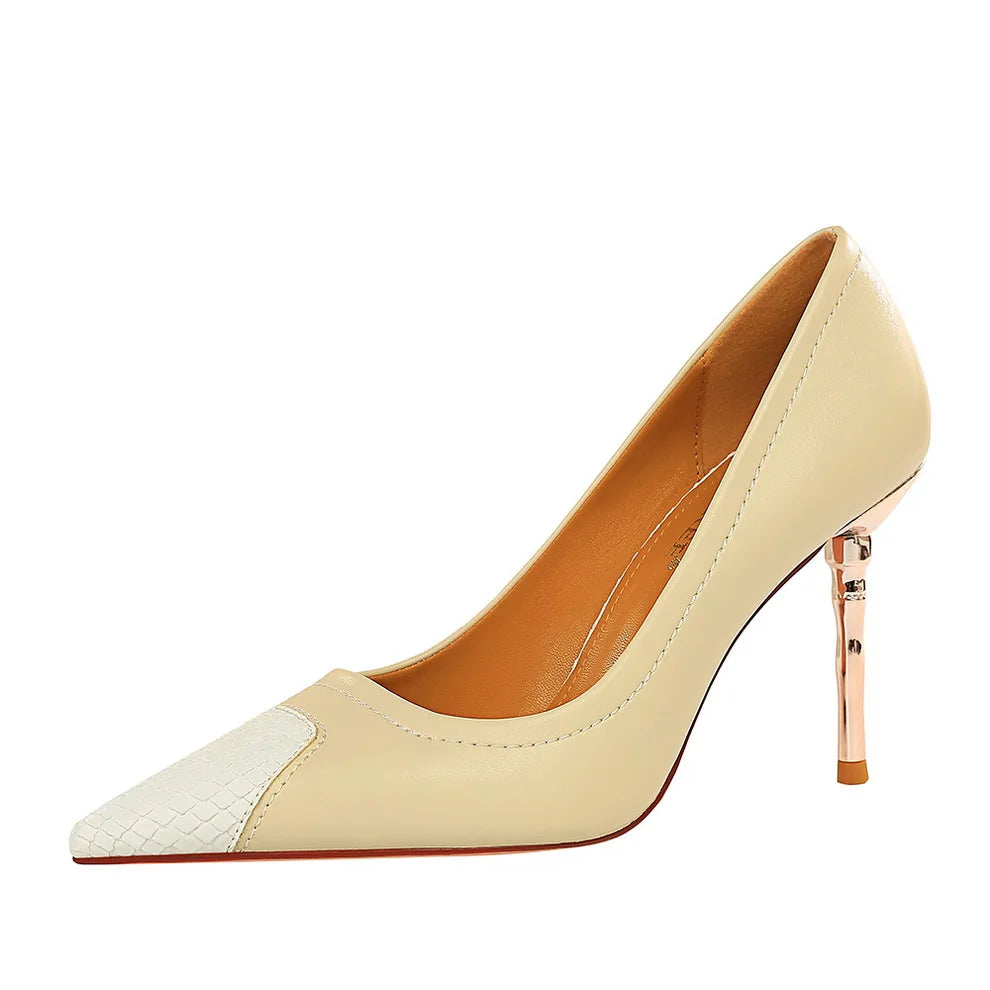 Women's Genuine Leather Pointed Toe Pumps 869-8