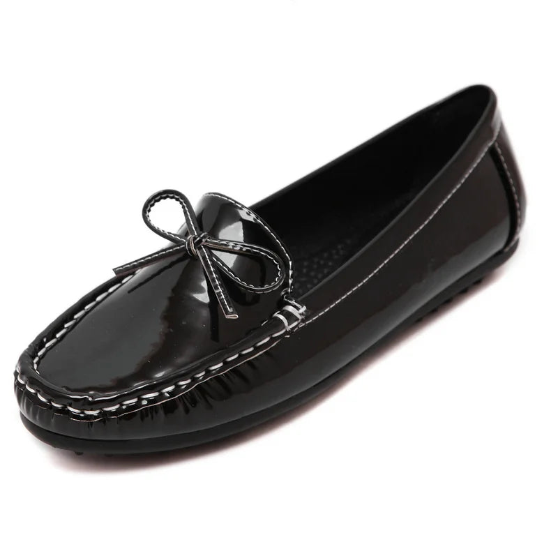Women Metallic Patent Leather Flat Shoes Loafers