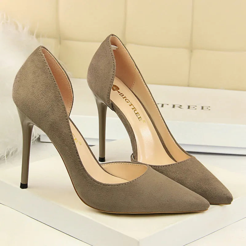 Women Super High Heels Shoes Flock Pumps 3621-3