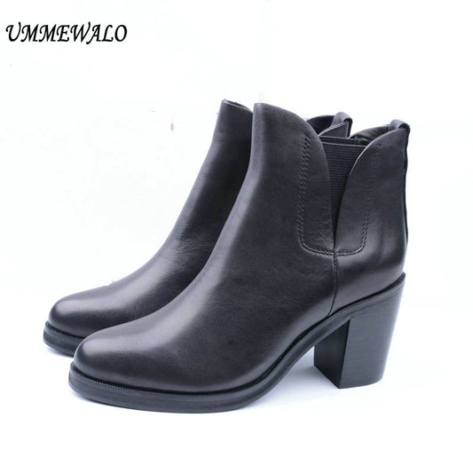 Women Boots Genuine Leather High Heel Boots