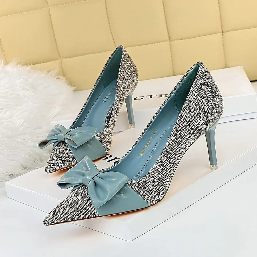 Women Knitted High Heels Shoes