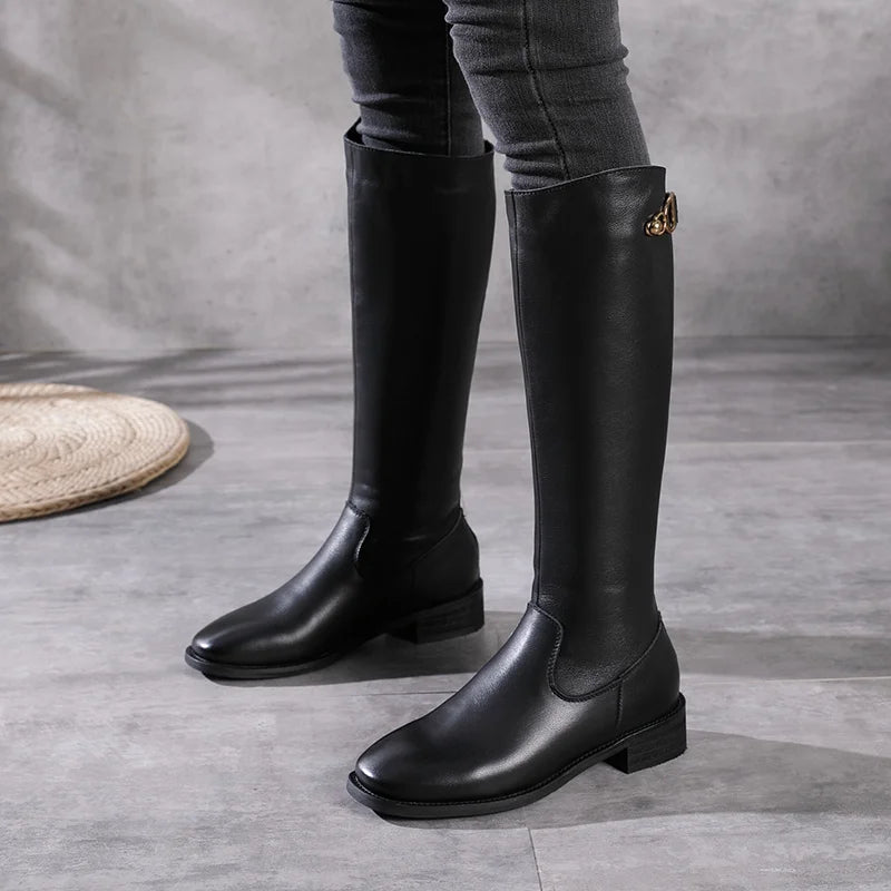 Women Genuine Leather Knee-High Boots 6688-1