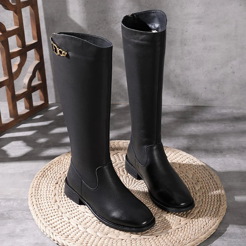Women Genuine Leather Knee-High Boots 6688-1