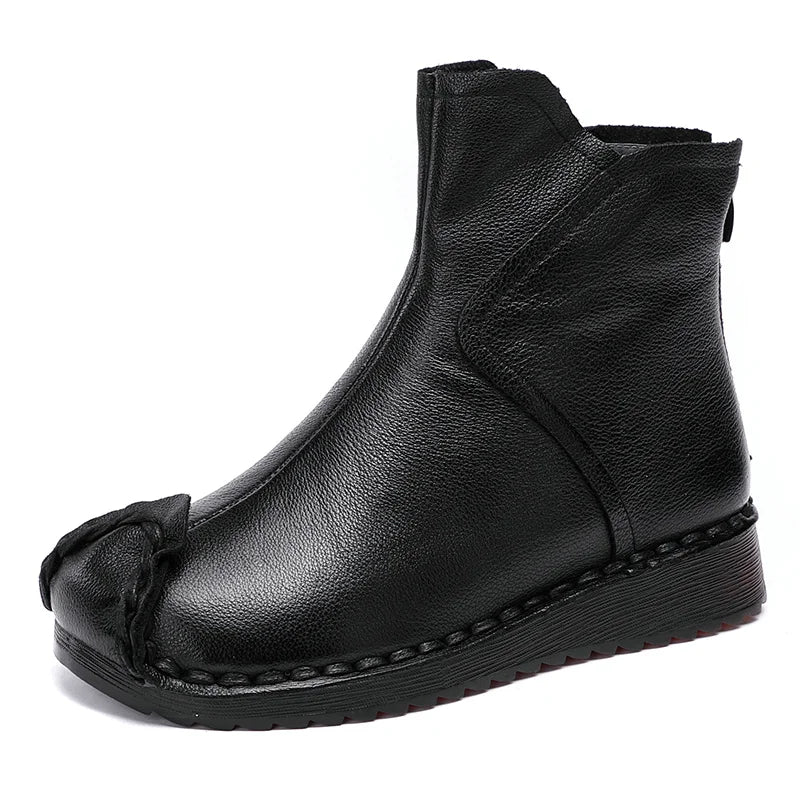 Women Retro Soft Sole Genuine Leather Short Boots 3762-1