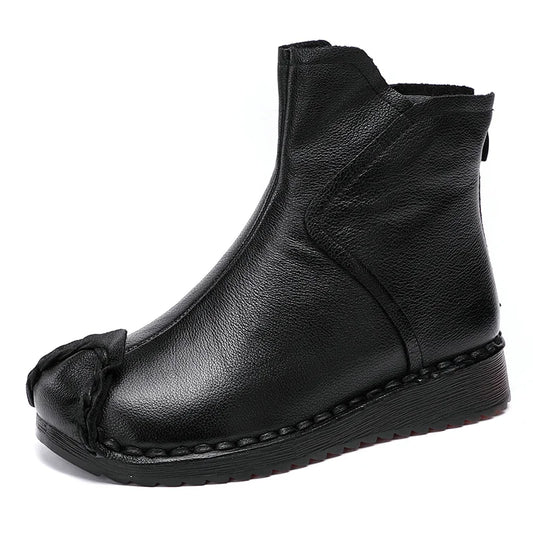 Women Retro Soft Sole Genuine Leather Short Boots 3762-1