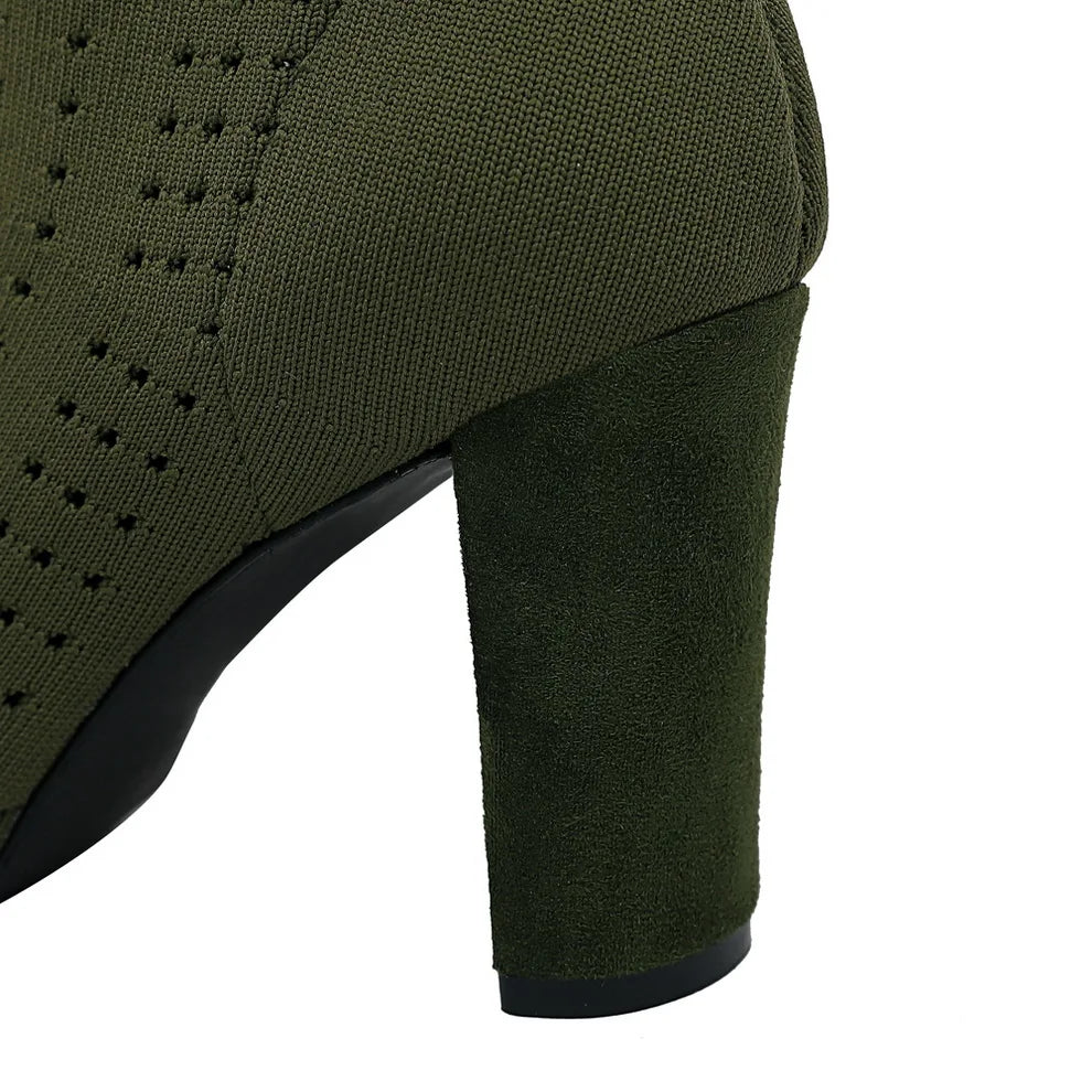 Open Toe Stretch Knit Sock Boots