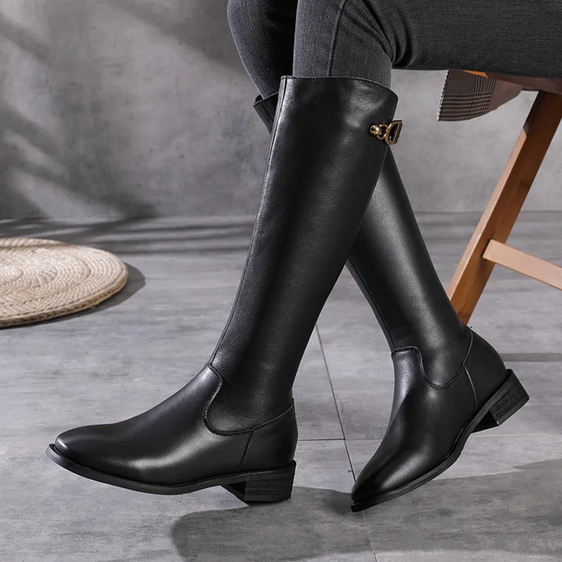 Women Genuine Leather Knee-High Boots 6688-1
