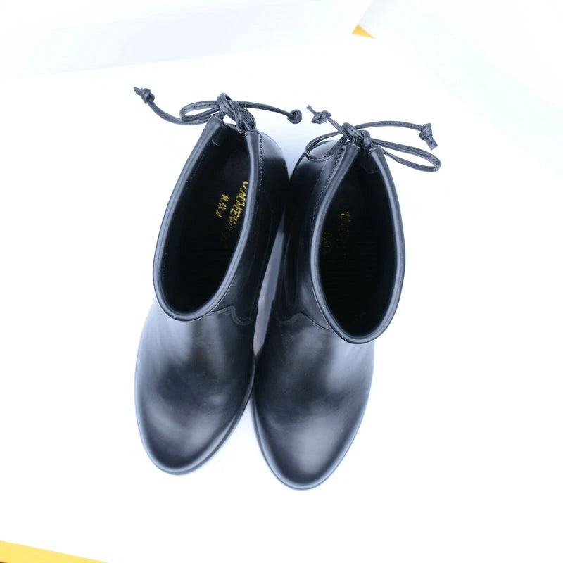 Women Genuine Leather High Heel Elastic Boots 6657-1