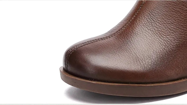 women Thick Heel Lace Up Genuine Leather Ankle Boots 3961