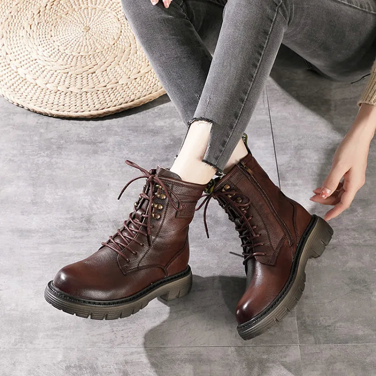 Women Winter Medium Top Genuine Leather Boots 3624