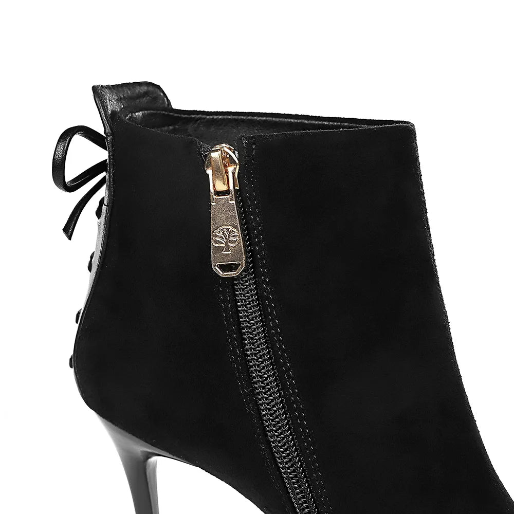 Women Pointed Toe Thin High Heel Ankle Boots 6348-1