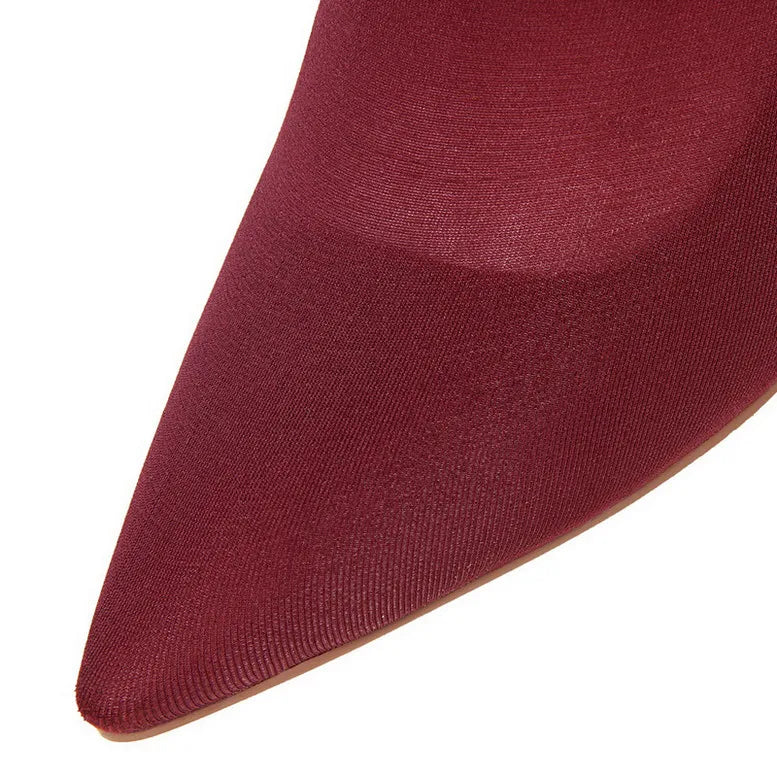 Women Pointed Toe High Heel Over Knee Boots 6247-1