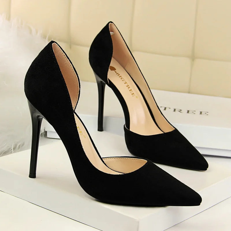 Women Super High Heels Shoes Flock Pumps 3621-3