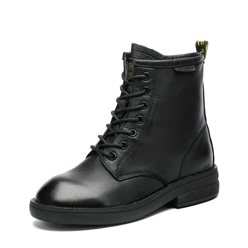 Women Round Toe Genuine Leather Ankle Boots 9623
