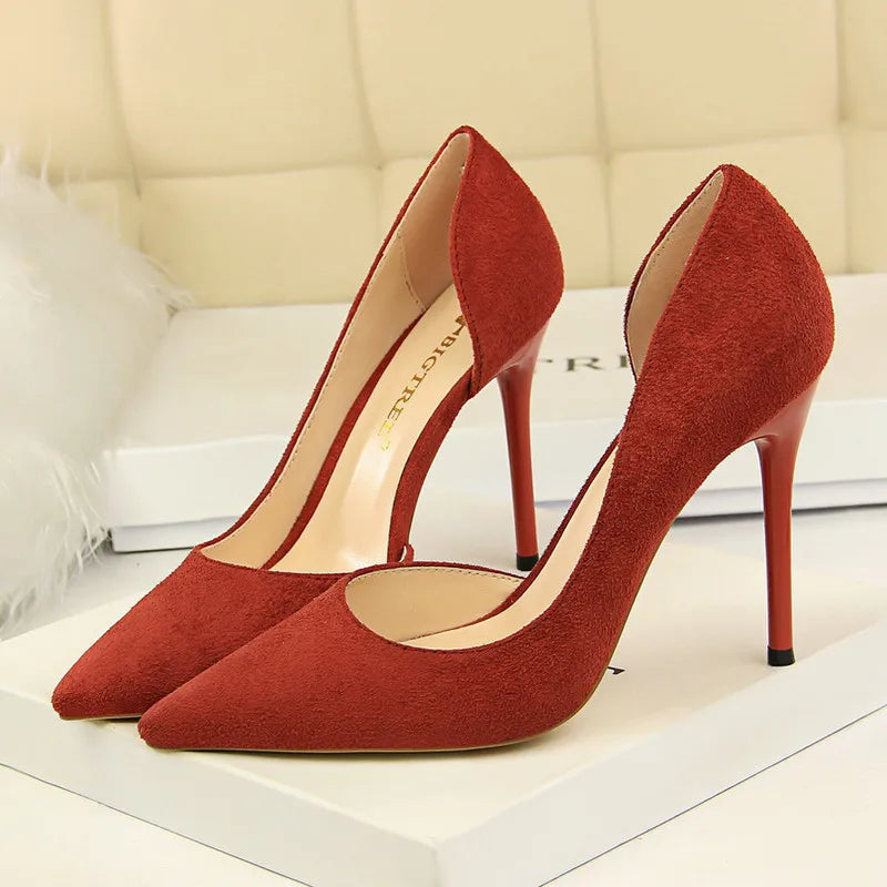 Women Super High Heels Shoes Flock Pumps 3621-3