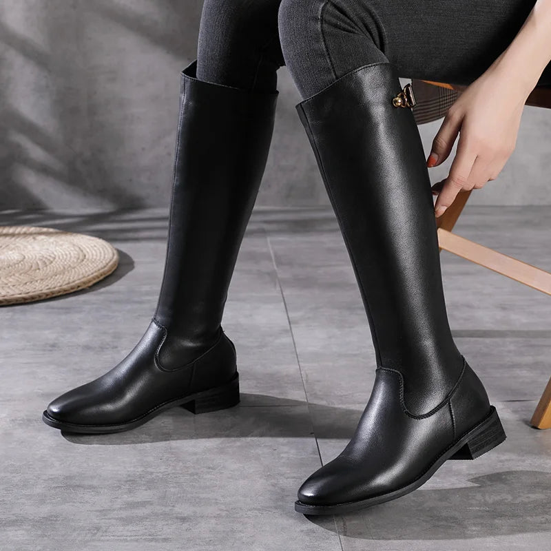 Women Genuine Leather Knee-High Boots 6688-1