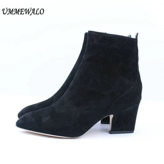 Women Suede Leather High Heel Boots 3851-2
