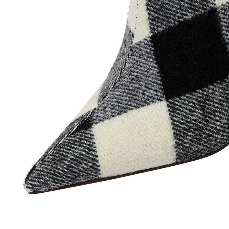 Women Flock Thin Heels Ankle Boots 7628-3