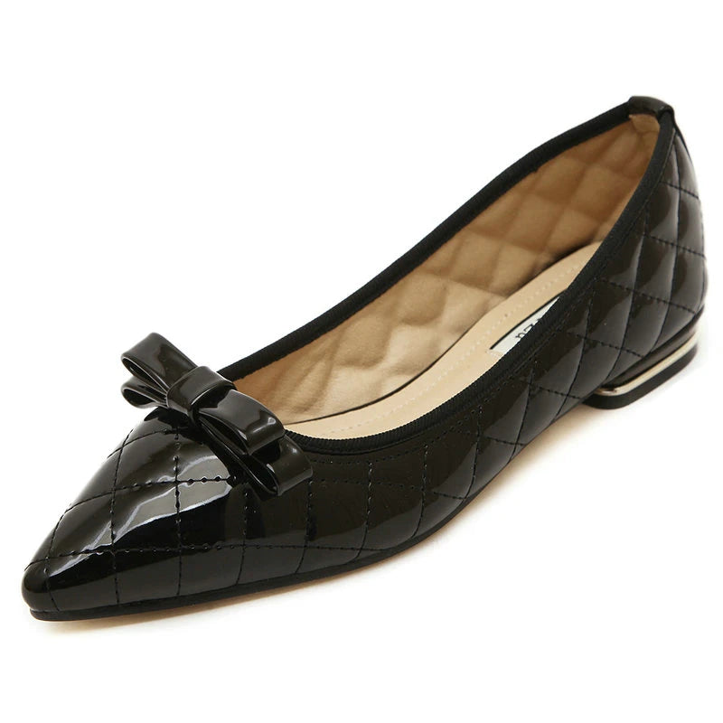 Women Patent Leather Flat Shoes Woman Slip On Comfortable Pointed Toe Flats 3601-2