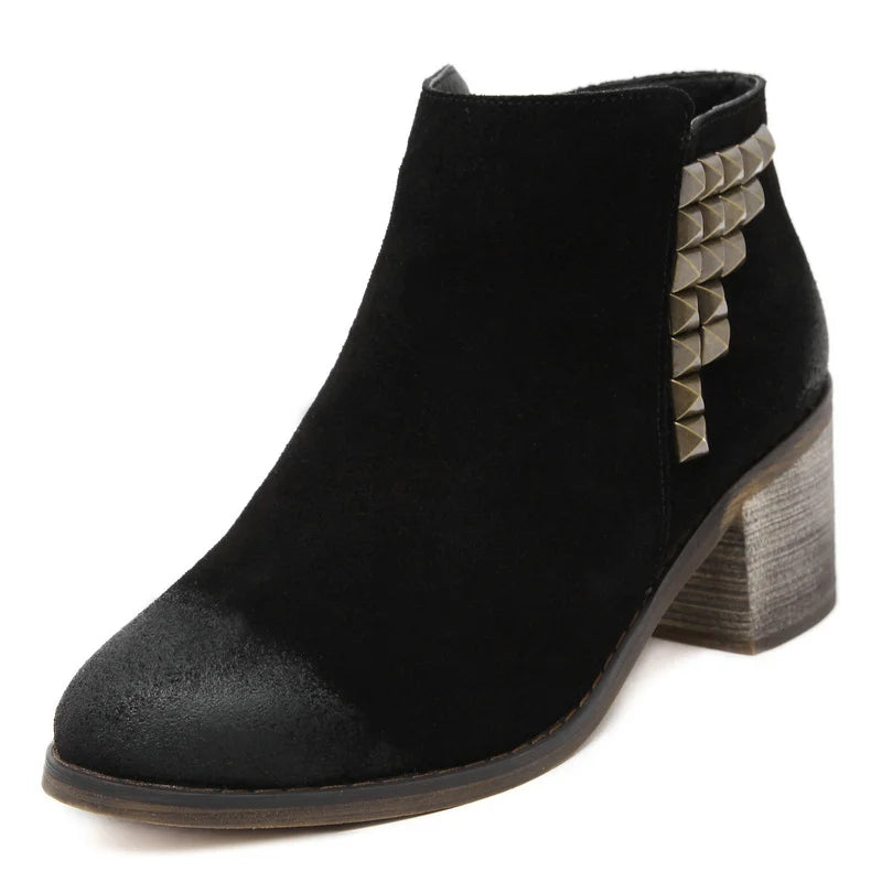 Suede Leather Rivets Boots