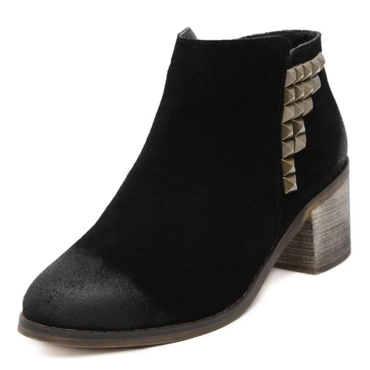 Suede Leather Rivets Boots
