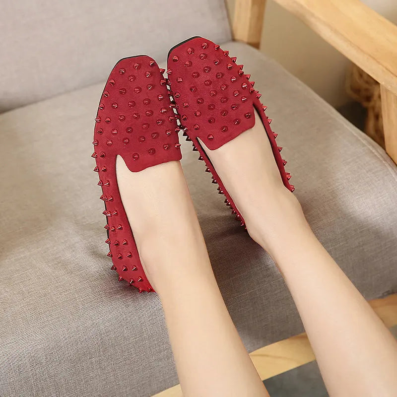 Women Casual Rivets Loafers Studs Shoes 666-3