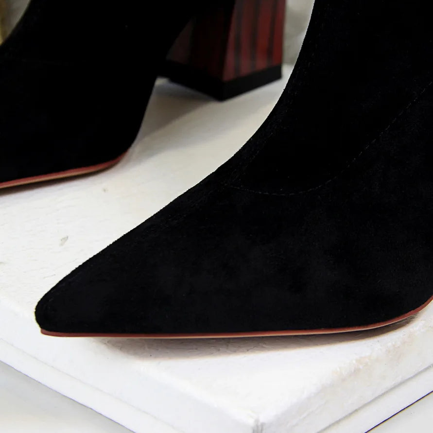 Women Ankle Length Flock Boots 1718-2
