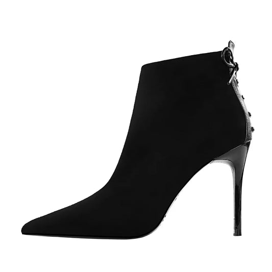 Women Pointed Toe Thin High Heel Ankle Boots 6348-1