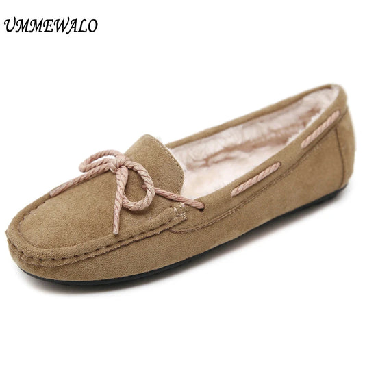 Women Warm Loafer Flock Short Plush Cotton Loafers 3625