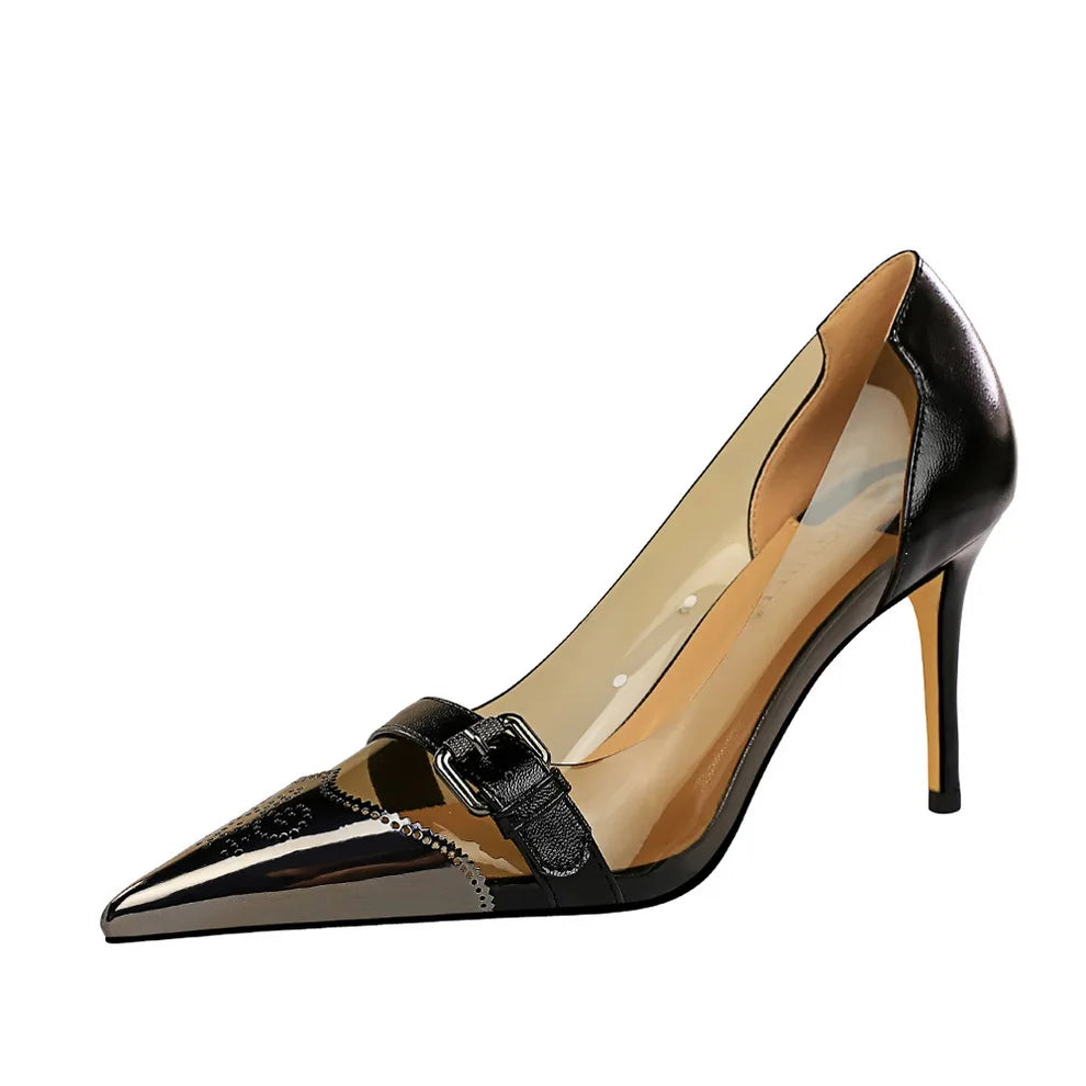 Women High Heels Metal Pointed Toe Pumps 7818-2