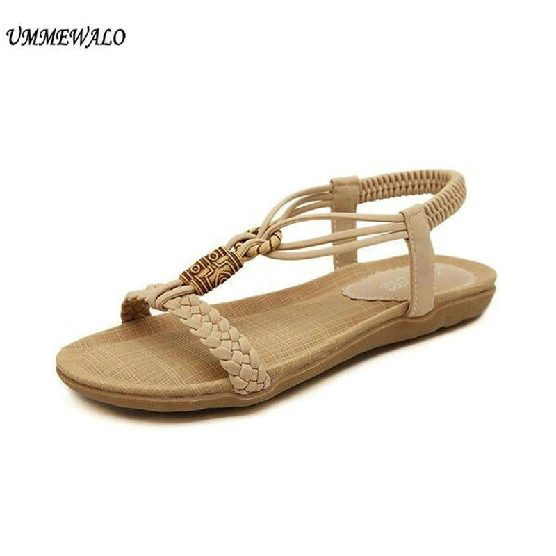 Women Thong Sandals String Beed Elastic Band Sandals 3628