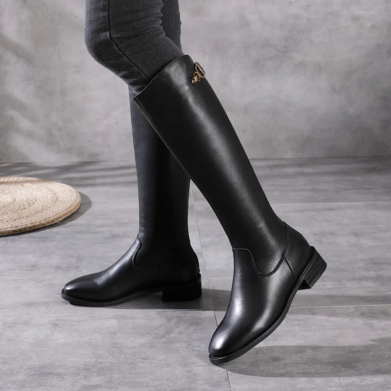 Women Genuine Leather Knee-High Boots 6688-1