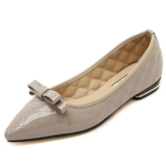 Women Patent Leather Flat Shoes Woman Slip On Comfortable Pointed Toe Flats 3601-2
