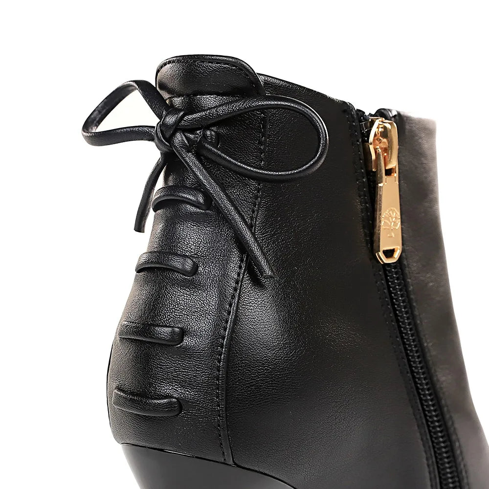 Women Pointed Toe Thin Heels Ankle Boots 363-2