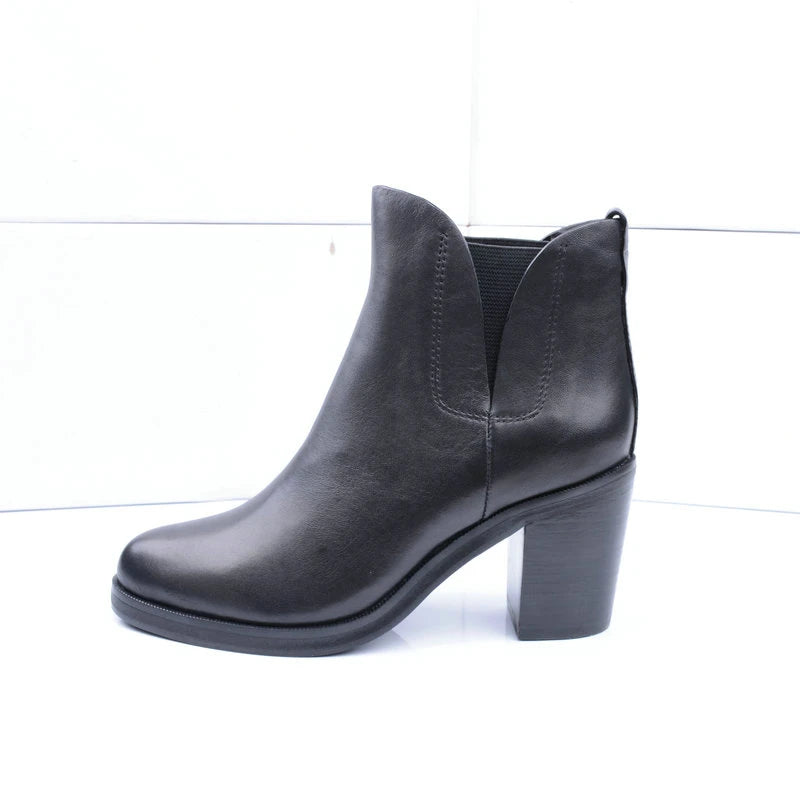 Women Genuine Leather High Heel Boots Autumn Winter Ankle Boot