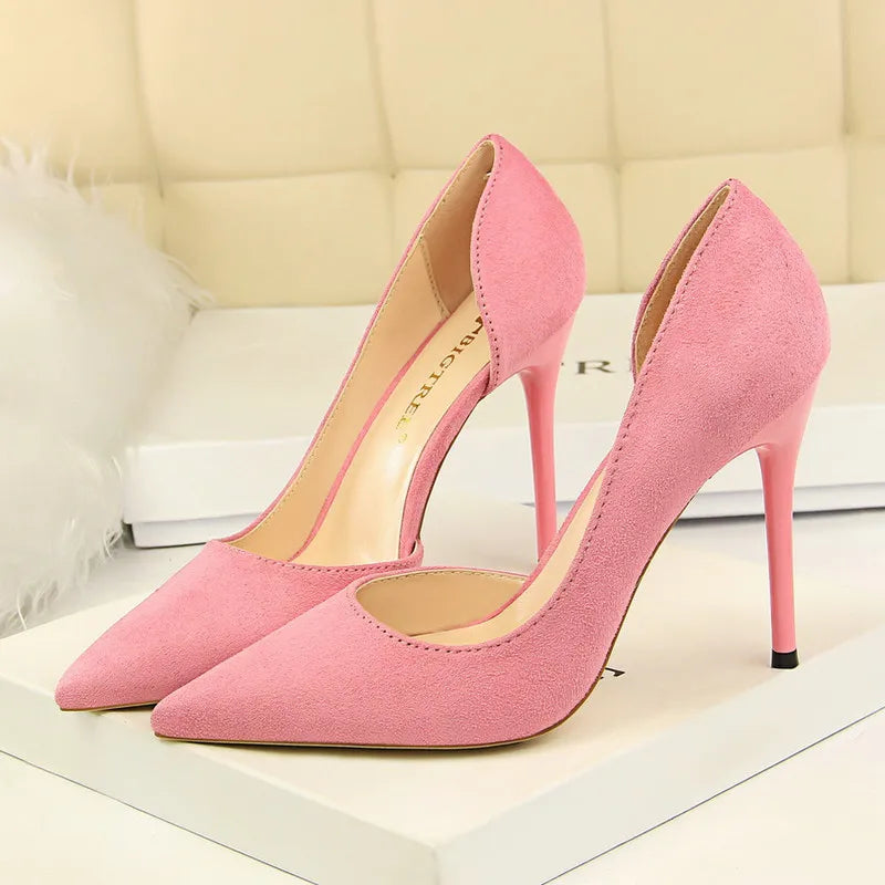 Women Super High Heels Shoes Flock Pumps 3621-3