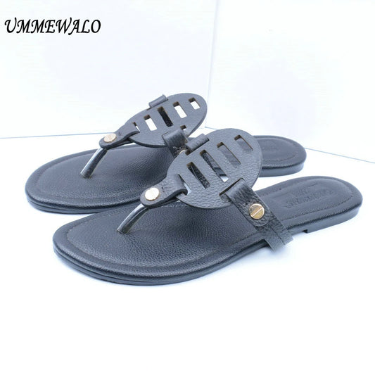 Women Leather Flip Flops Thong Flats Sandals 3865