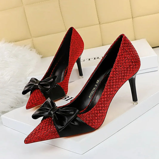 Women Knitted High Heels Shoes